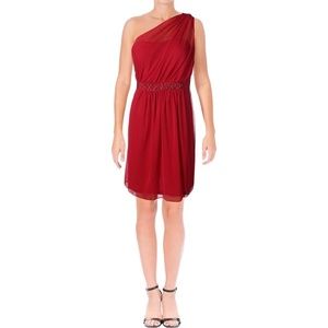 NWT Adrianna Papell One Shoulder Red Sheath Dress